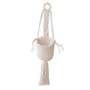Porte-fleurs suspendu en macramé bohème avec anneau en bois, panier mural en corde de coton fait à la main pour fleurs séchées et artificielles, décoration intérieure - Product Image 6