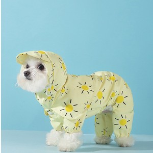 Impermeable para Perros con Estampado de Sol Morado y Amarillo, Abrigo Completo para Mascotas, Ropa de Poliéster para Teddy, Cuatro Estaciones - Product Image 2