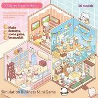 Livre d'autocollants PET Scène de mini-maison Ours Lapin Panda, Autocollants de construction 3D stéréo pour Journal, DIY, Jeu de simulation, Scrapbook, Papeterie