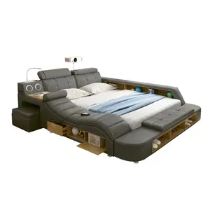 Modern Bedroom Storage Leather Bed Multifunction Massage Bed Smart Bed