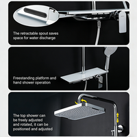 Colonne de douche thermostatique GAPPO Chrome carrée en laiton pour salle de bain avec système de pluie