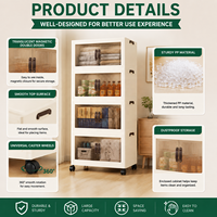 Meuble de rangement pliable à 5 niveaux en plastique avec roulettes, empilable et mobile, sans installation, en PP, pour dortoir (vente en gros)