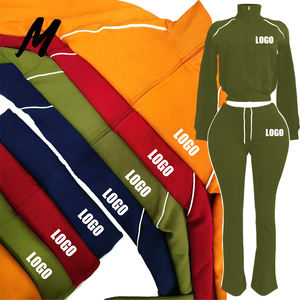 2026 Valentinstag Damen Baumwoll-Reißverschlussjacke und Schlaghosen-Set mit individuellem Logo, rosa Zweiteiler Damenbekleidung - Product Image 3