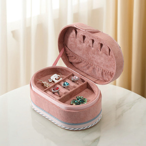 Customized Velvet <strong>Jewelry</strong> Organizer case Bracelet Necklace Ring <strong>Boxes</strong> Small Mini Travel Portable Velvet <strong>Jewelry</strong> Box - Product Image 3
