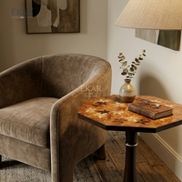 Table d'appoint octogonale à incrustations botaniques - Table d'appoint classique française de luxe |   EKAR FURNITURE