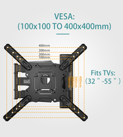 Support mural rétractable en acier pour téléviseur ZENO, VESA 400x400 mm, support mural pour téléviseur LED à mouvement complet, support pivotant P4