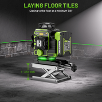 Huepar W04CG Niveau Laser Vert 4D 16 Lignes Réglage Précis de la Luminosité Avec Base Rotative Motorisée 360
