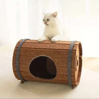 Chenil pour animaux de compagnie en forme de tonneau de vin rond enveloppement complet maison de chat intérieur feutre chat grotte maison chenil
