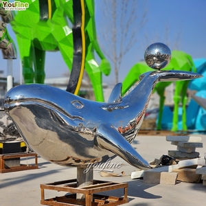 Tác phẩm điêu khắc cá voi khổng lồ khu vườn ven biển Ngoài trời kích thước lớn thép không gỉ bức tượng cá voi - Product Image 4