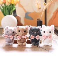Porte-clés en peluche chat noir perlé 13 cm, jouet en peluche, mini poupée chaton de dessin animé, pendentif, charme, poupée kawaii, porte-clés