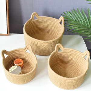 Desktop <b>storage</b> <b>basket</b>, cosmetic <b>basket</b>, woven cotton <b>rope</b> <b>storage</b> box, miscellaneous snacks, keychain, household <b>basket</b>, - Product Image 3