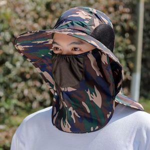 Fulishu <b>Men's</b> Camouflage Fisherman <b>Hat</b> With Full Face Veil <b>Sun</b> Protection Neck Cover Breathable Summer Outdoor <b>Hat</b> - Product Image 4