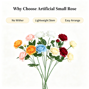 Décoration de <span class=keywords><strong>mariage</strong></span> de haute qualité, fleurs artificielles en soie naturelle, 3 têtes de roses artificielles, roses colorées uniques pour la fête des mères, décoration de la maison - Product Image 5