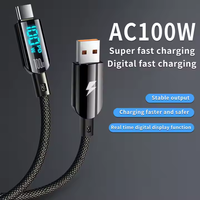 Câble de données à affichage numérique 100W pour iPhone 30W USB C à C PD charge super rapide Type C à USB câble de chargeur de téléphone portable