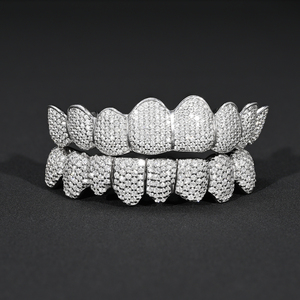 <span class=keywords><strong>Grillz</strong></span> sur mesure en argent 925 serti de diamants Moissanite VVS, coupe permanente, 8 dents supérieures, 8 dents inférieures, <span class=keywords><strong>grillz</strong></span> dentaire en or - Product Image 5