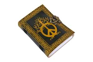 Diario in pelle goffrata fatto a mano Peace Of Sign Paper giallo celtico con diario in pelle nera quaderno da viaggio in pelle - Product Image 3