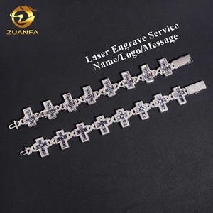 2026 <strong>London</strong> Blue Dark Ghothic Cross Iced Out <strong>Bracelet</strong> 19.4mm Cuban <strong>Link</strong> Chain Moissanite Cuban <strong>Link</strong> <strong>Bracelet</strong> Hip Hop Jewelry - Product Image 6