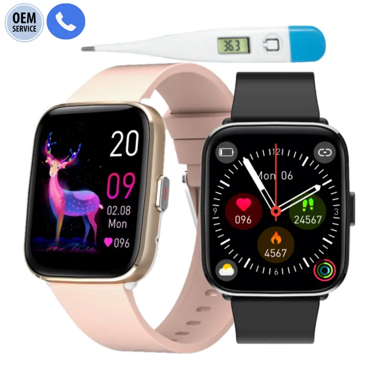 New mold talking calling smartwatch 1.7" heart rate body temperature monitoring music playback smart watch with thermometer