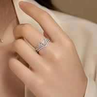 Ensemble de bagues empilables en argent S925 avec zircone taille cerf-volant 6*8mm, ton platine, pour femme, idéal pour mariage et fiançailles, vente en gros