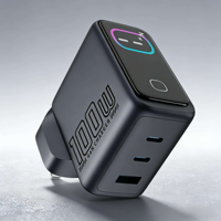 Chargeur GaN AI 100W avec écran TFT, charge rapide, adaptateur d'alimentation USB-C 3 ports SCP