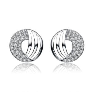 925 Sterling <b>Silver</b> Round Cubic Zirconia <b>Stud</b> Earrings with Sparkling Halo Setting, Elegant Bridal Jewelry for Women - Product Image 3