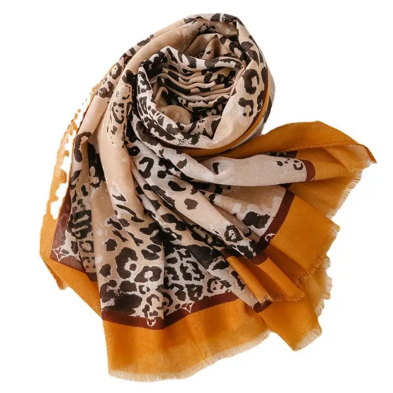 Nieuwe Stijl Luipaardprint Katoenen Sjaal Lichtgewicht Mode Sjaal Hijab Groothandel Grote Viscose Sjaal Sjaals
