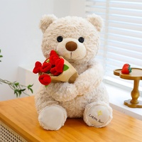 Boneka Beruang Teddy Bordir Mawar Super Lembut Grosir, Isi Kapas PP, untuk Hadiah Hari Valentine, Ulang Tahun, dan Hari Jadi