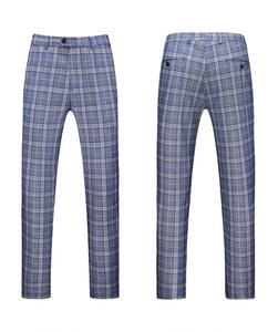 Tuta da uomo doppio petto 3 pezzi tuta da Jogging tuta <span class=keywords><strong>blu</strong></span> Plaid Tech abiti da uomo abiti da lavoro formali - Product Image 4