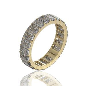 Anillo de Plata Unisex con Circonita Cúbica, Corte Esmeralda Vietnamita, Estilo Tenis, 2x4 mm - Product Image 3