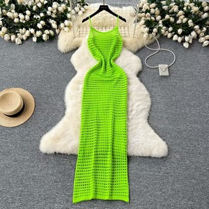 TPY0 Nuevo Estilo Vestido Camisero de Malla Calada con Capas y Combinado con un Vestido Largo Ajustado para Mujer - Ideal para Verano - Product Image 6
