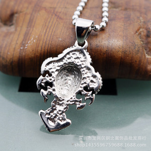 Yunnique-collar con colgante de calavera de acero inoxidable para hombre, diseño de esqueleto de estilo gótico, joyería de moda de Color blanco - Product Image 3