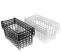Panier de rangement en fer rectangulaire moderne empilable pour la cuisine, poignées pliables, écologique, gain de place, organiseur de congélateur