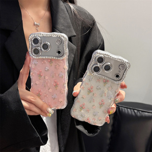 Coque de téléphone Ondulations Dégradées Cristal Coquillage Fleur pour iPhone 17 16 15 Pro Max, Étui Arrière Effet Diamant Scintillant Ombre Jardin - Product Image 3