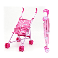Poussette Pliante Rose pour Poupées – Jeu de Rôle pour Enfants, Chariot à Poupées pour Filles, Jouet d'Imitation, Voiture à Pousser/Tirer, Voiturette pour Bébés