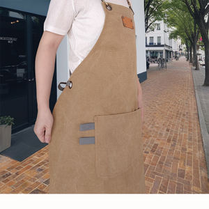 Delantal de babero de lona lavada de estilo japonés para hombres y mujeres, logotipo personalizado impreso, cocina, comedor, <span class=keywords><strong>Bar</strong></span>, uniforme de trabajo para artistas de uñas - Product Image 5