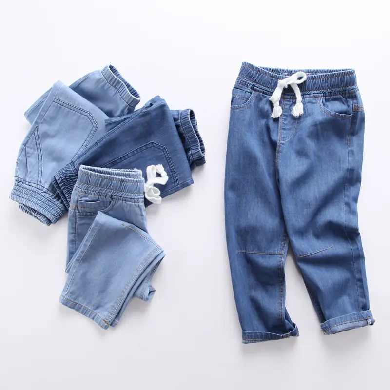 2022 אופנה ילדים נגד יתושים כותנה מכנסיים קיץ ג 'ינס בני מכנסיים מזדמנים צדדי דק פעוט מכנסיים בנות Loose צפצף
