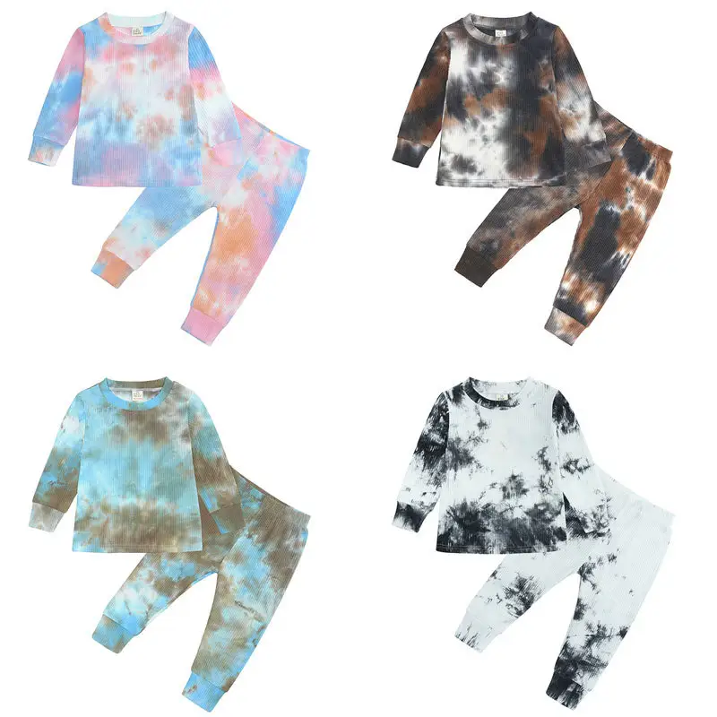 Peuter Infant Baby Girl Fall Tie Dye Kleding Lange Mouw Sweatshirt Trekkoord Broek 2 Stuks Winter Trainingspakken