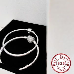 Diseño de Logotipo Original, Cadena de <span class=keywords><strong>Serpiente</strong></span> de Plata de Ley 925, Brazalete con Dijes DIY para Mujer, Regalos de Joyería, Solicite el Catálogo PAN - Product Image 4