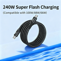 Kabel pengisian daya cepat, USB-C pengisian daya Cepat 240W 5A, jalinan nilon ke kabel tipe-c dengan konduktor tembaga murni untuk iPhone 16/15 iPad MacBook