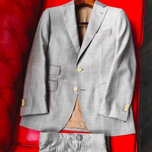 <span class=keywords><strong>Costume</strong></span> d'affaires sur <span class=keywords><strong>mesure</strong></span> pour homme en tissu italien VBC Super 110's, motif pied-de-poule grand carreaux, fait main, semi-entoilé - Product Image 1