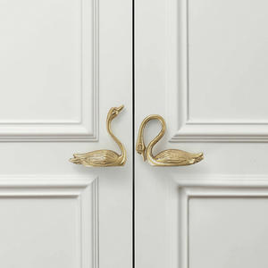 Koppalive الصلبة النحاس قليلا مقبض البجعة مقبض الأثاث الأجهزة الديكور الحيوان درج مجلس الوزراء البجعة المقابض - Product Image 2