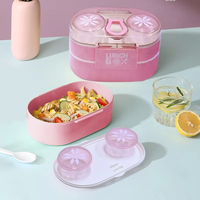 Récipient alimentaire sans Bpa double couche scellé couvercle étanche boîte à bento enfant enfants boîte à lunch en plastique avec cuillère