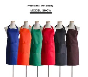 Tablier de cuisine unisexe en polyester/coton facile à nettoyer avec poche avant pour restaurants, bars et cafés - Product Image 6