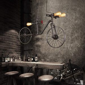 Retro công nghiệp Mặt dây chuyền steampunk đèn, cổ xe đạp Loft treo đèn, cổ điển ống nước rèn Đèn trần sắt - Product Image 6