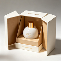 Boîte cadeau rigide beige à double porte pour flacon de parfum avec emballage et logo personnalisé pour fragrance