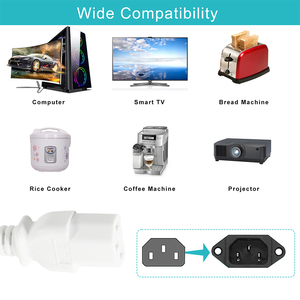 Trắng NEMA 5-15p để <span class=keywords><strong>C13</strong></span> dây điện kết nối USA cắm để IEC <span class=keywords><strong>C13</strong></span> Cáp AC 3-prong - Product Image 2