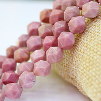Perles en vrac de rhodonite naturelle facettée, taille diamant, pour la fabrication de bijoux et l'artisanat, 15,5 pouces, vente en gros