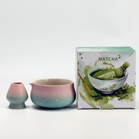Ensemble de fouets à matcha japonais de qualité supérieure Astief Wholesale, ensemble de matcha bleu rose, bol à matcha dégradé, support pour bol à matcha