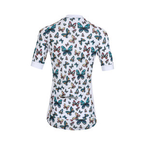 เสื้อจักรยานพิมพ์ลายผีเสื้อแบบกำหนดเอง พร้อมซิปเต็มตัว ผลิตจากวัสดุแห้งเร็วสำหรับฤดูร้อน ป้องกันแบคทีเรีย และเป็นมิตรต่อสิ่งแวดล้อม - Product Image 3