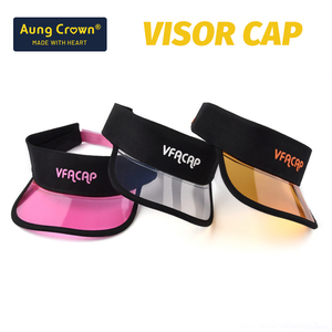 Casquette <span class=keywords><strong>Pare</strong></span>-<span class=keywords><strong>Soleil</strong></span> Confortable en Tissu avec Logo Personnalisé en Caoutchouc et Visière Transparente en PVC, Couleurs Contrastées, Vente en Gros - Product Image 1